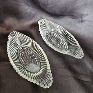 Vintage Set of Jeanette Glass Banana Split / Oblong Serving Dishes Circa 1930s